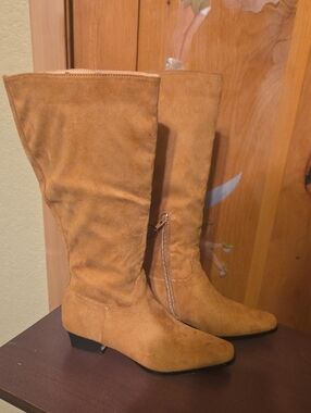 Faux Suede Knee High Boots